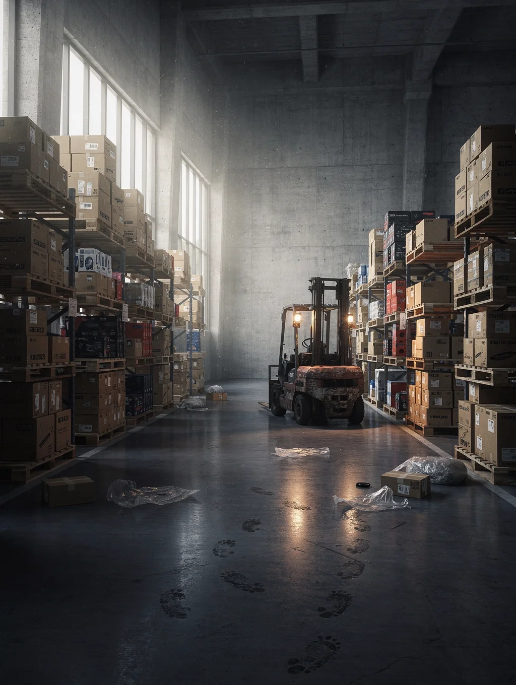 Macro photograph of logistics operations in warehouse
